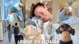 FIRST 24 HOURS WITH A NEWBORN! postpartum, bringing baby home + more!