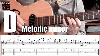 Jazz Guitar Lick with Tab For Beginners (D minor) | Melodic Minor Scale & Augmented Triads