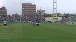 2014.10.4 松本山雅 VS 横浜FC 岩上選手のフリーキック 決まる !!