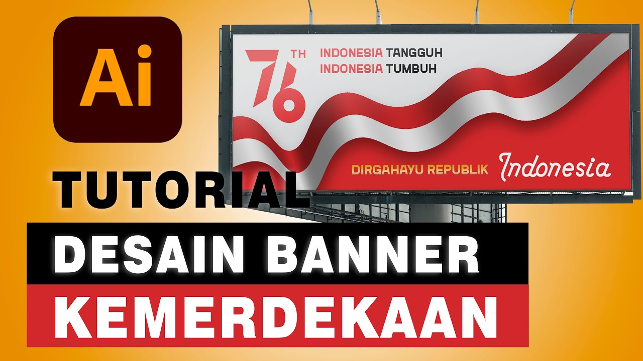 Tutorial Adobe Illustrator Cara Membuat BANNER Kemerdekaan - YouTube