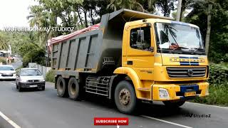 Bharatbenz 2523 Tipper nonstop action Performance.Heavy load climbing slowly at Kerala roads.HD