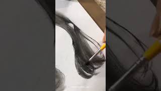 how to draw hair with charcoal 😍 // simple trick status