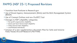 NSF Proposed PAPPG Revisions, Part 1