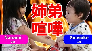 【姉弟喧嘩】3歳姉と1歳弟のおもちゃの取り合い