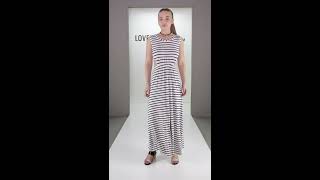 Lovemystyle Black And White Stripe Backless Maxi Dress (Previous)