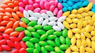 Satisfying ASMR l Magic  Rainbow Kinetic Sand M&M's & Skittles Candy Mixing Cutting  #14
