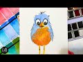 How to Paint a Cute Blobby Bird in less than five minutes! Blobby Bird No. 10