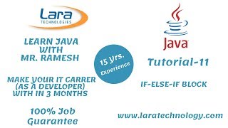 Tutorial-11 | IF-ELSE-IF Block | Java Tutorial for Beginners | Lara Technology