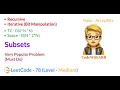 Subsets  (LeetCode  78) (Recursion + Backtracking, Bit Manipulation)
