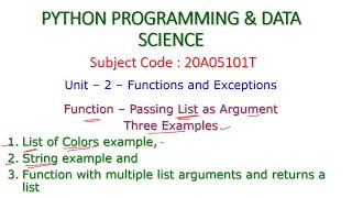 Python Function–Passing List as Argument-PYTHON PROGRAMMING & DATA SCIENCE-20A05101T