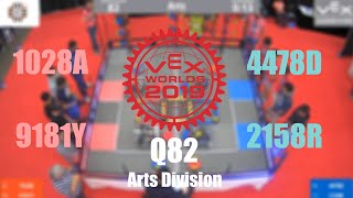 2019 VEX Robotics World Championships | Arts Q82| 1028A 9181Y vs 4478D 21528R