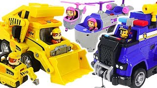 Paw Patrol Ultimate Rescue Construction Truck, Police Cruiser! Defeat Dinosaur! #dudupoptoy