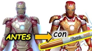 CUSTOMIZANDO/REPARANDO figuras con MARCADORES METALICOS. Customizing Avengers with metallic markers