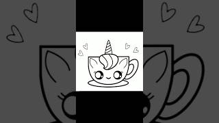 HOW TO DRAW A CUTE HOT LATTES UNICORN CUP, STEP BY STEP,ALL IN ONE SHORTS #shorts