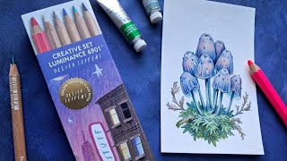 Let’s paint a mushroom! Trying Oliver Jeffers pencil collection and Revival Collection watercolours.