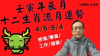 2022十二生肖4/5~5/4辰月流月運勢｜工作事業｜婚姻感情｜錢財運｜身體健康｜十二生肖壬寅年流月運勢-辰月篇