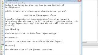 Java Programming Tutorial -GridBagLayout-10- public Dimension minimumLayoutSize(Container parent)