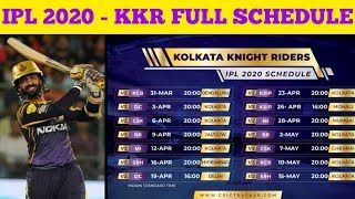 IPL 2020 - KKR All Matches Full Schedule | Kolkata Knight Riders Time Table 2020 IPL