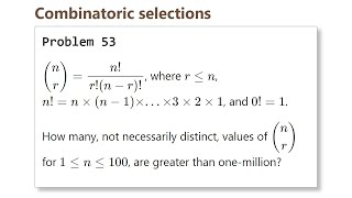 Project Euler: Problem 53 (C/C++)