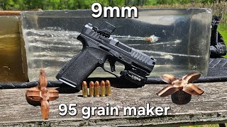 9mm ballistics gel test: 95 grain Maker Rex