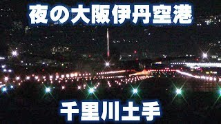 夜の大阪伊丹空港を千里川土手から着陸する飛行機を狙って撮影したまとめ