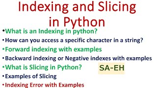 Indexing in Python | Slicing | Forward and Backward (Negative) indexing | Indexing Error | CBSE