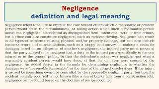 Negligence definition and legal meaning