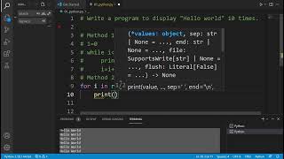 Print "Hello World" 10 times in Python || A levels || Python