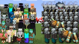 ALL MOBS vs ALL RAIDS in Minecraft Mob Battle