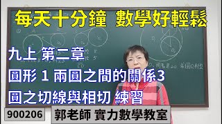 實力數學教室 900206[國中九上] 第二章 圓形 1 兩圓之間的關係3 圓之切線與相切 練習