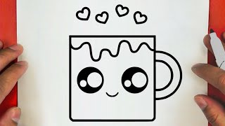 كيف ترسم كوب قهوة كيوت وسهل خطوة بخطوة / رسم سهل / تعليم الرسم للمبتدئين || Cute Coffee Cup Drawing