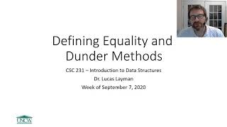 Python Classes - Defining Equality and Dunder Methods