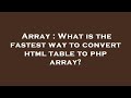Array : What is the fastest way to convert html table to php array?