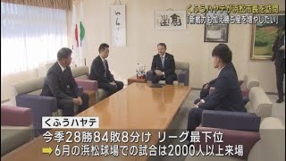 くふうハヤテ・赤堀監督らが浜松市長にシーズン終了を報告