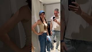 Karolina Protsenko helps her dad to choose some outfits