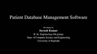 Patient Database Management Software | Python, PyQt5, Sqlite3 | Suvash Kumar