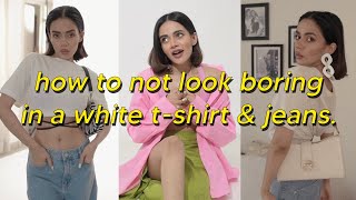 recipe to not look boring in a white t-shirt \u0026 jeans. | Komal Pandey