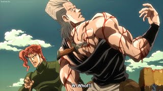 ジョジョ - Polnareff suddenly got a cut on his leg but couldn't determine where the cut came from