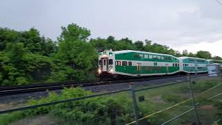 OLD CAB 256! GO Train MP40 627 with 256 at Shawnmarr Park. June 9, 2022