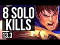 GAREN vs JAX (TOP) | 3.3M mastery, 8 solo kills, 1000+ games, 8/1/0 | KR Grandmaster | 13.3