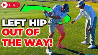 Golf Lesson: The Best Drill To Rotate The Left Hip Out Of The Way!