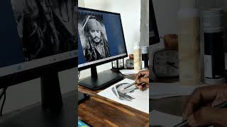 How to Draw ✏️ Johnny Depp Drawing | Jack sparrow Drawing Shorts #shorts #realistic #viral