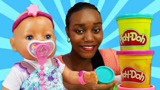 Where is Baby Annabell doll? The baby doll pretend to play with Play Doh toys for kids. Dolls videos