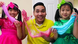 Jannie y Emma Making Slime |Satisfying Slime Balloons | Hacer Slime Challenge