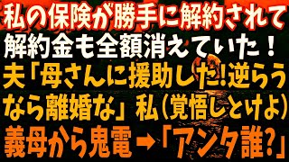 【スカッと】私の保険が勝手に解約されて解約金も消えた！夫「母さんに援助した。俺の金なんだし文句ないだろ！」私は離婚届を速攻提出→後日、慌てた姑から電話。私「アンタ誰？」義母「え？」【修羅場】