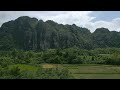 4k drone of rural landscapes vang vieng in laos