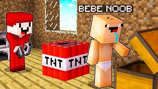 Uso TNT Para Trollear a BEBE NOOB En Minecraft 🤣 *se enojo conmigo* | Molestando