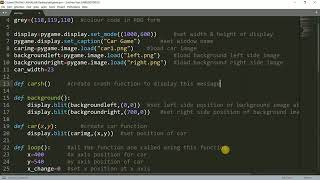 Python Program for car race,How To create a simple game using python,simple python programs.