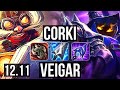 CORKI vs VEIGAR (MID) | Rank 2 Corki, 6/0/5, Rank 9, Dominating | EUW Challenger | 12.11