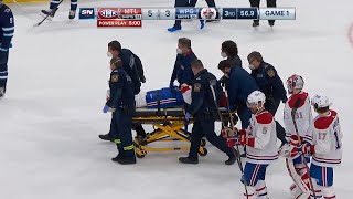 Jake Evans Stretchered Off Ice After Hit From Scheifele (Multiple Angles)